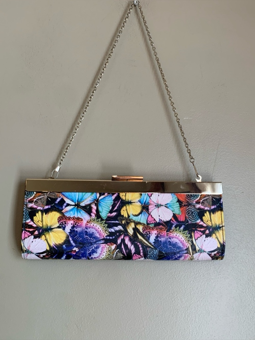 VTG Jessica McClintock Butterfly Clutch Evening Bag Chain Dance Prom Evening